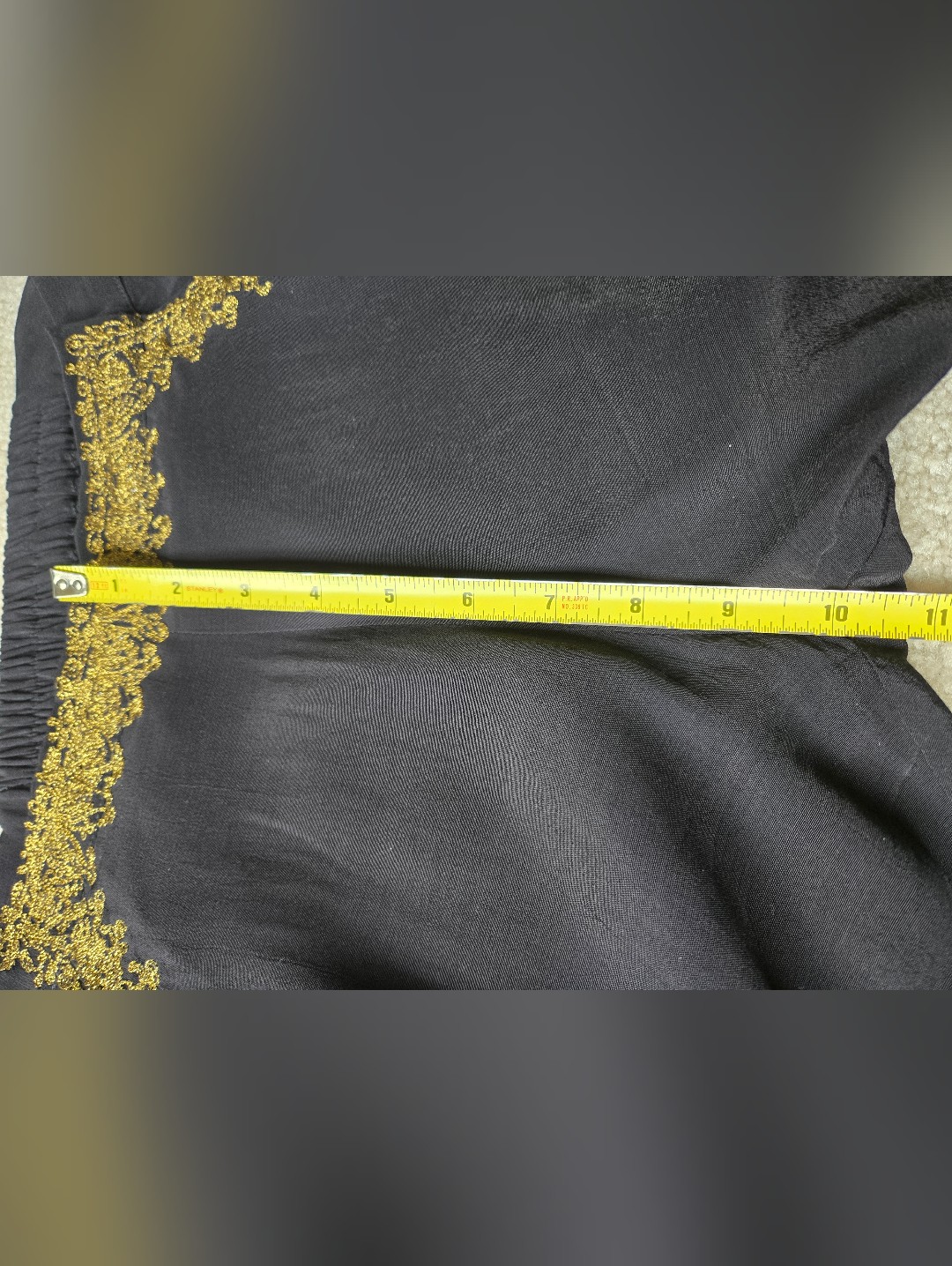 Women's Black Skinny Pants With Gold Lace Trim — image 7 of 8